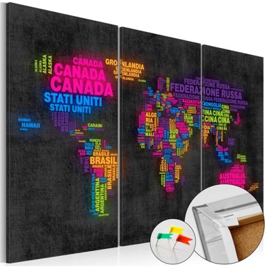 Slika na plutenoj podlozi Mappa del Mondo [Cork Map] 120x80